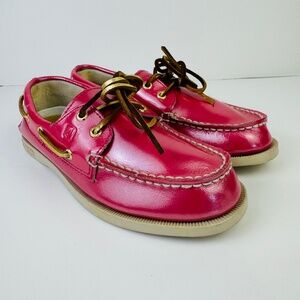 Sperry Top-Sider Pink Patent Leather Boat Shoes 2 Eyes 9836107 Girl's Size 1M